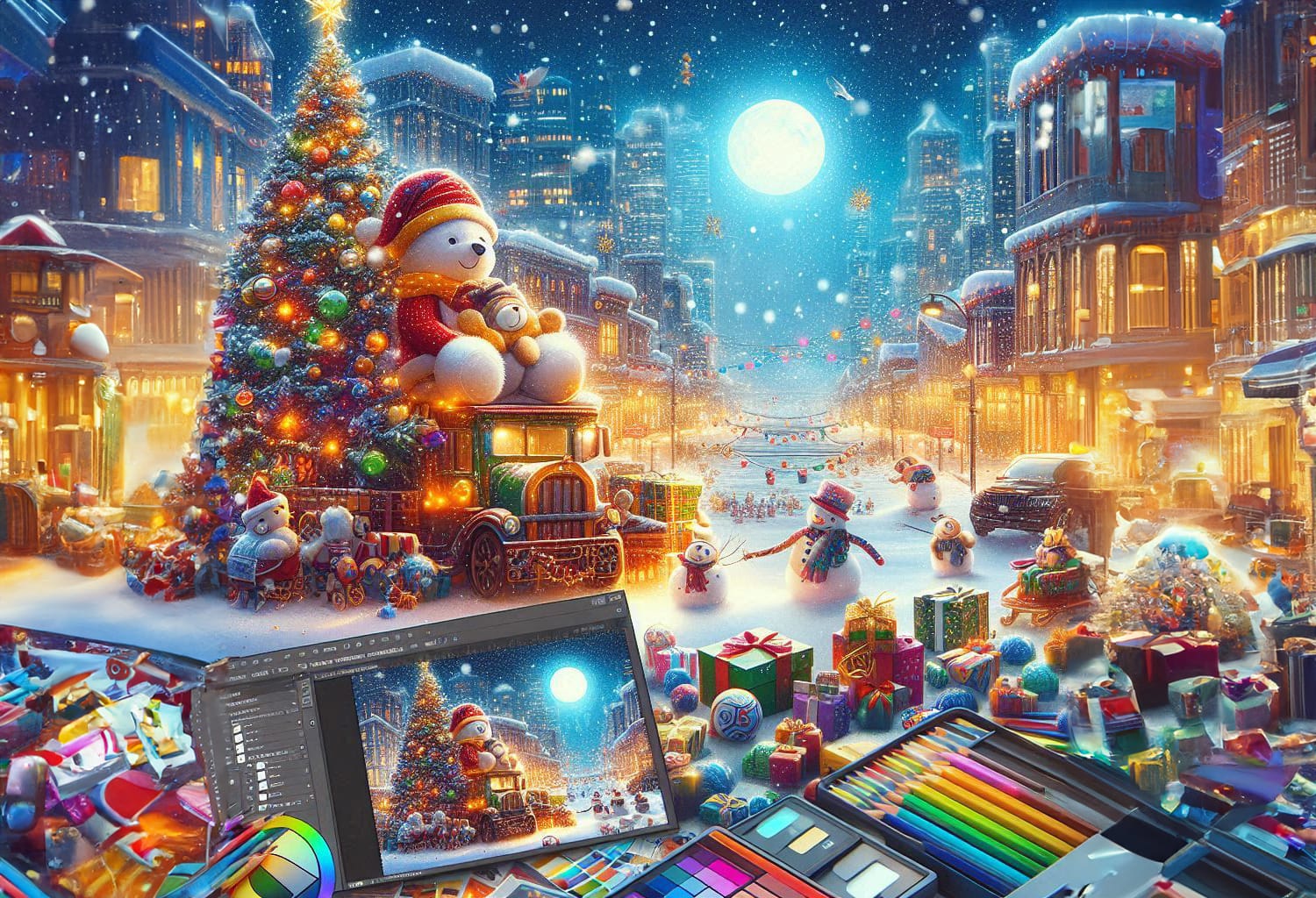 Colorful and Snowy Christmas Photoshop Tutorials