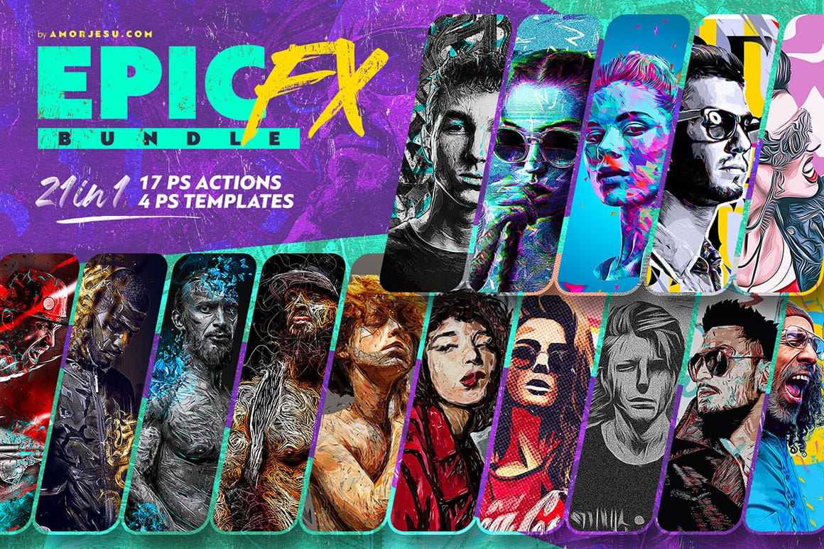 Stunning 21 Epic Fx Photoshop Actions and Templates Bundle