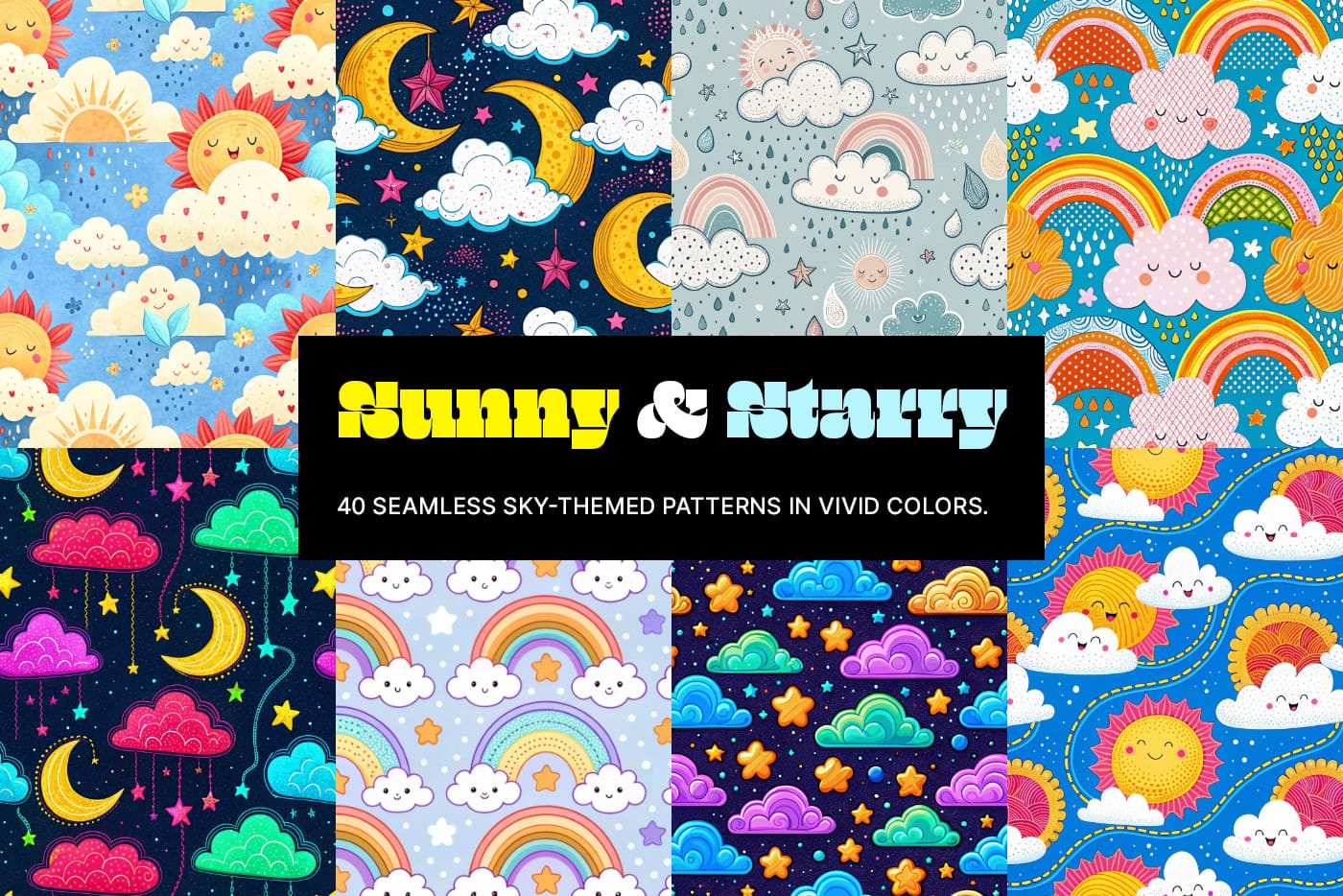 Sunny and Starry: 40 Free Cute and Playful Colorful Sky Patterns