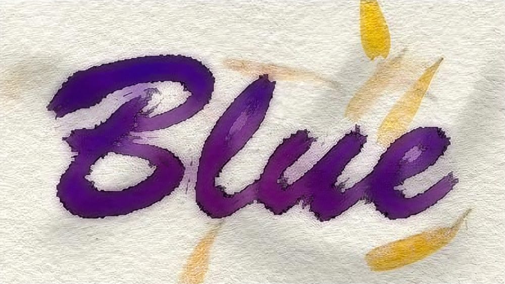 Watercolor Text Painted on a Wet Paper