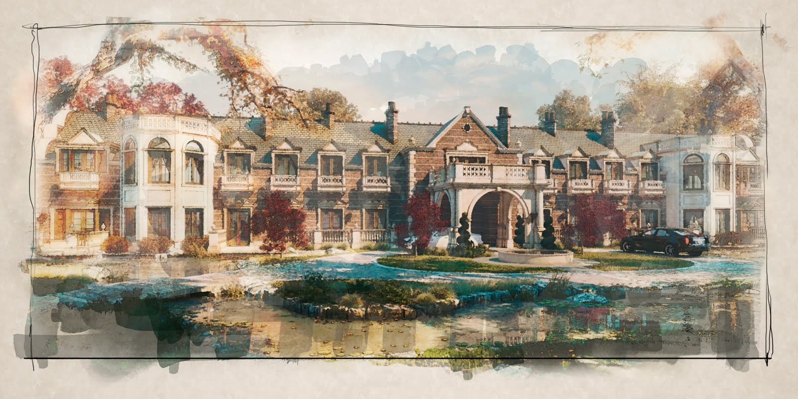 Apply a beautiful watercolor effect to an architectural rendering in Photoshop