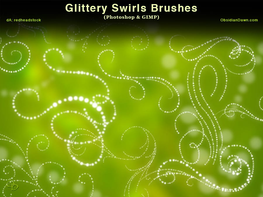 Glittery Swirls Photoshop and GIMP Brushes