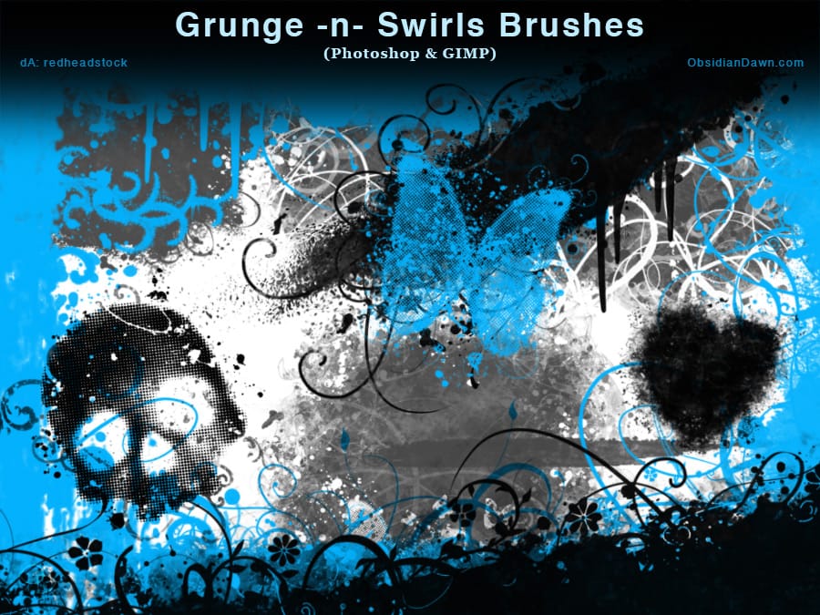Grunge and Swirls Photoshop Brushes