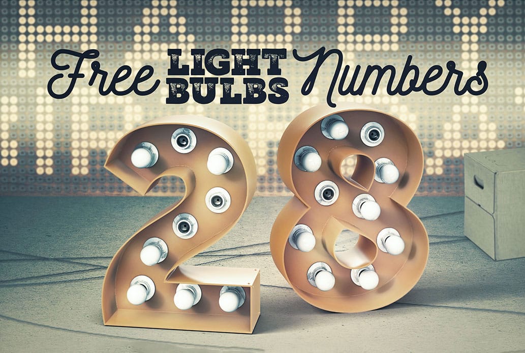 Download free photo realistic marquee light bulbs numbers