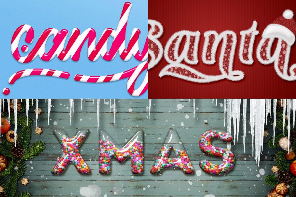 Colorful Christmas Text Effects Photoshop Tutorials