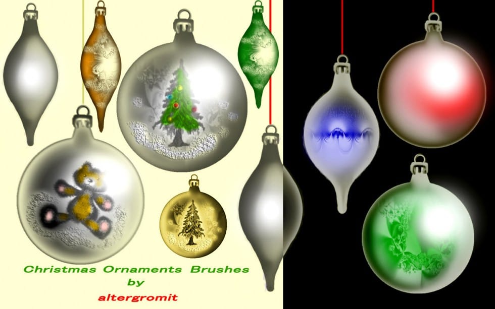 Christmas Ornaments Photoshop Brushes 