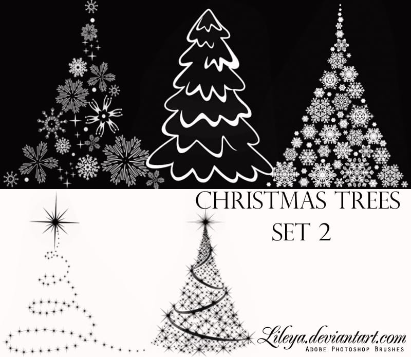 Beautiful Christmas Trees Photoshop Brushes 