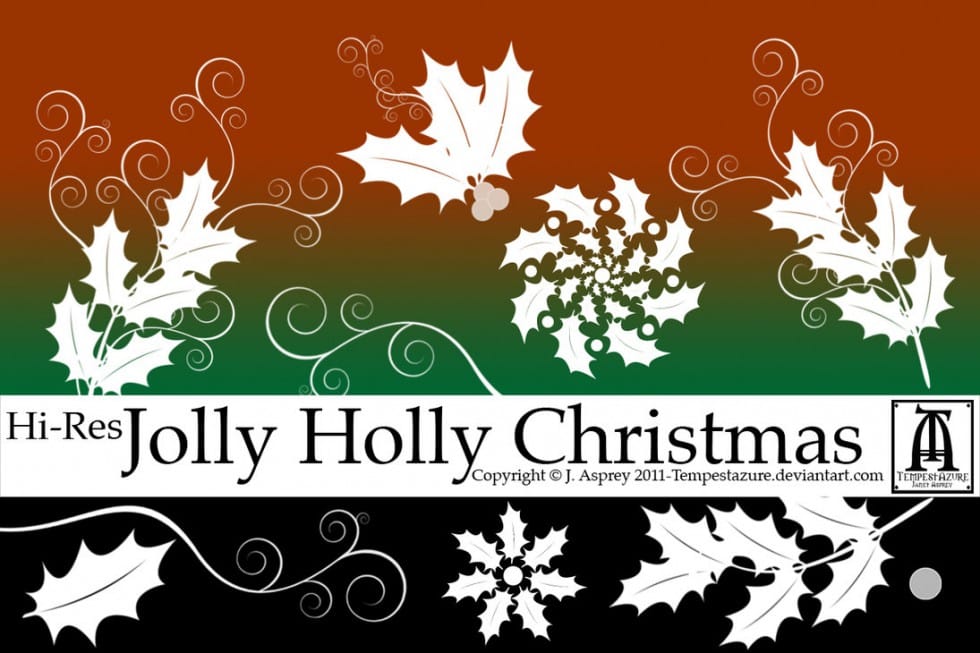 Jolly Holly Swirly Christmas Photoshop Brushes 