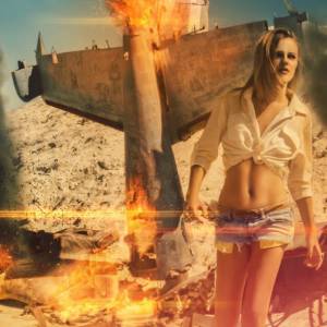 Create an explosive scene using the flame filter in Photoshop 
