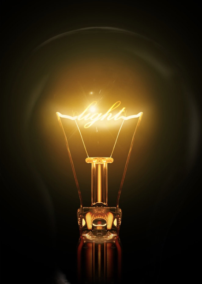 Create a light bulb text effect in Photoshop