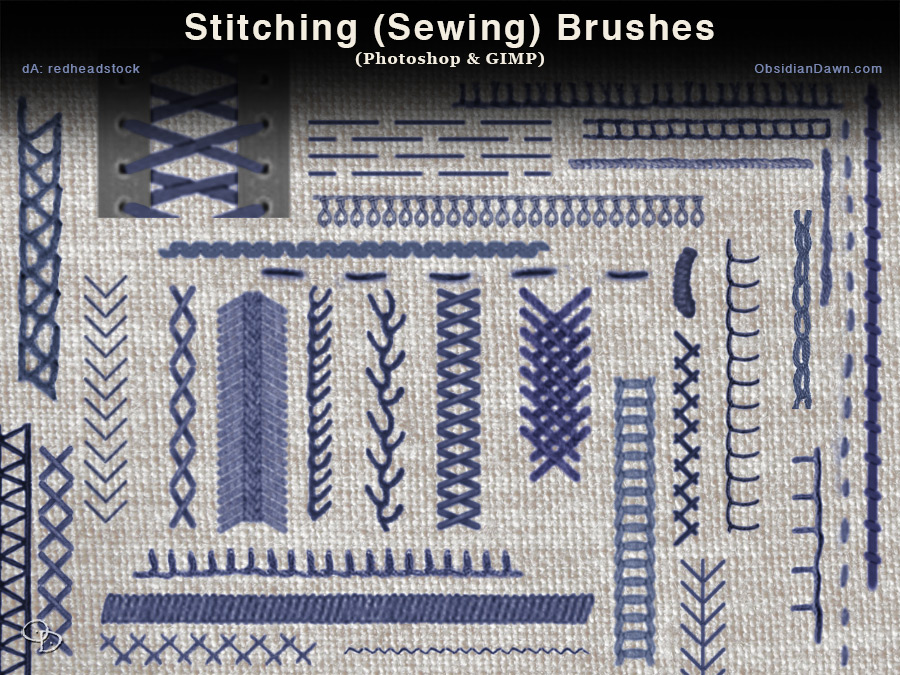 Stitching and Sewing Photoshop Brushes