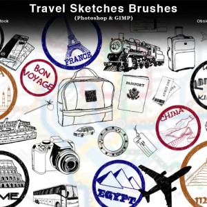 Travel Sketches Photoshop Brushes 