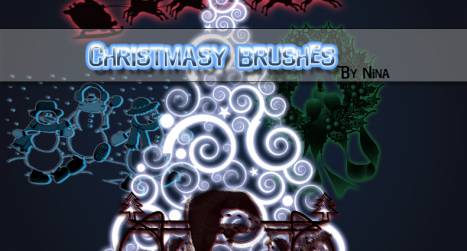 Swirly Christmas Photoshop brushes 
